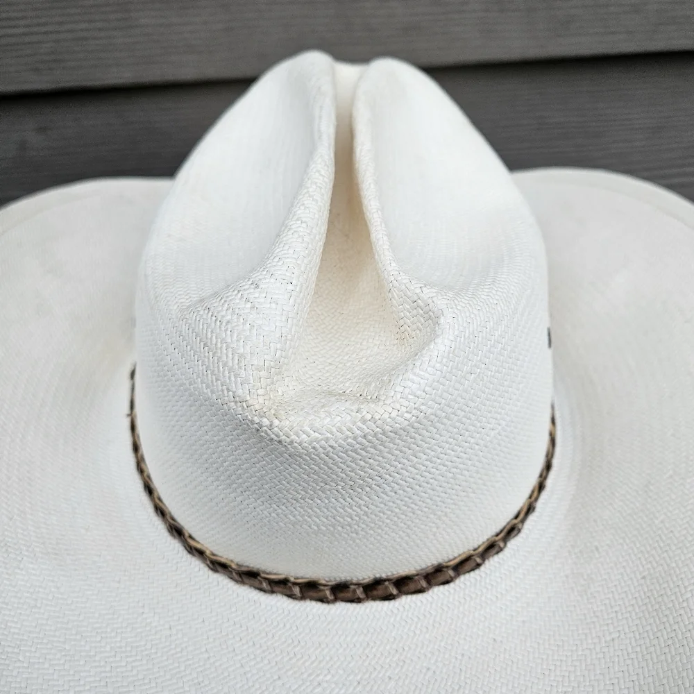 Vtg Stetson 8X Shantung Panama Cowboy Western Rodeo Straw Hat USA Size 6 3/4